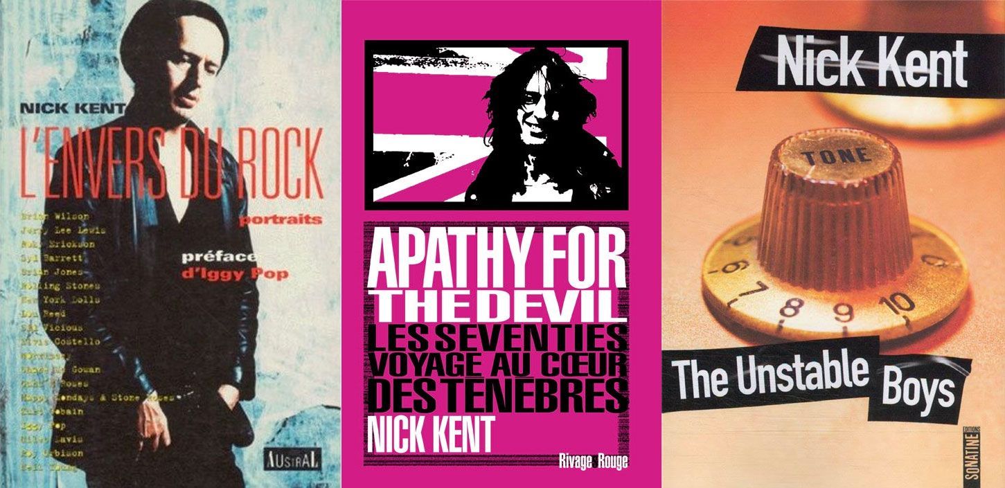 Photo des couverture des livres "L’ENVERS DU ROCK", "APATHY FOR THE DEVIL" et "THE UNSTABLE BOYS"